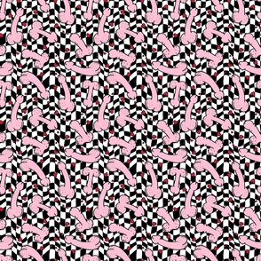 Pink Penis Valentine Black Checker BG - Small Scale