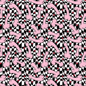 Pink Penis Valentine Black Checker BG - Medium Scale
