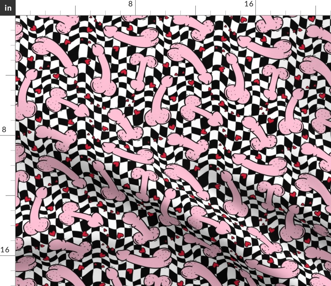 Pink Penis Valentine Black Checker BG - Medium Scale