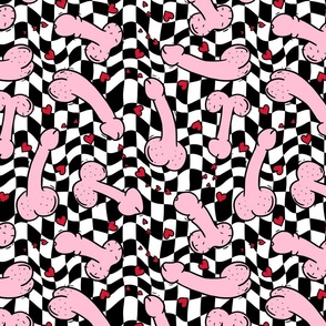 Pink Penis Valentine Black Checker BG - Large Scale