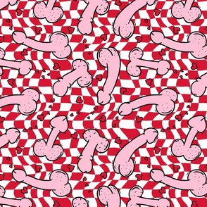 Pink Penis Valentine Red Checker BG Rotated - Large Scale