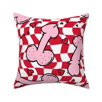 Pink Penis Valentine Red Checker BG Rotated - XL Scale