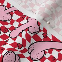 Pink Penis Valentine Red Checker BG - Small Scale