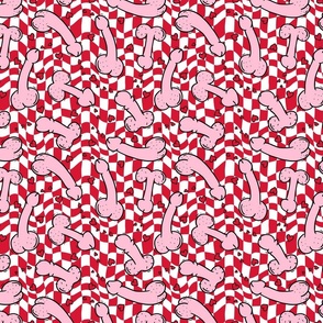 Pink Penis Valentine Red Checker BG - Medium Scale