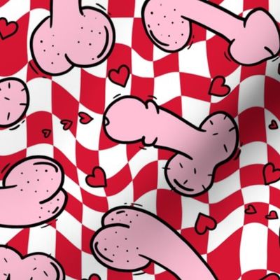 Pink Penis Valentine Red Checker BG - Large Scale