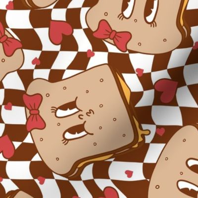 Grilled Cheese Valentine Brown Checker Rotated - Large Scale