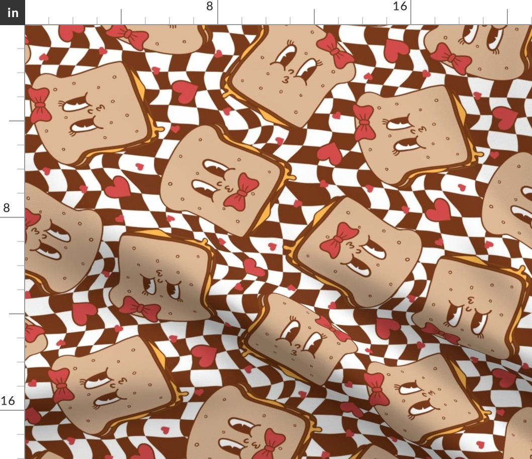 Grilled Cheese Valentine Brown Checker Rotated - Large Scale