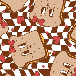 Grilled Cheese Valentine Brown Checker Rotated - XL Scale