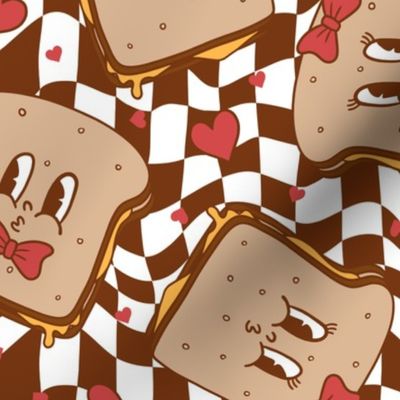 Grilled Cheese Valentine Brown Checker BG - Large Scale