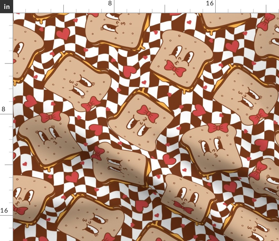 Grilled Cheese Valentine Brown Checker BG - Large Scale