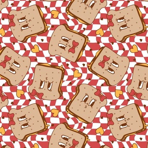 Grilled Cheese Valentine Red Checker BG Rotated - Large Scale