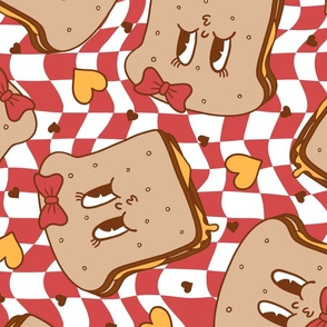 Grilled Cheese Valentine Red Checker BG Rotated - XL Scale