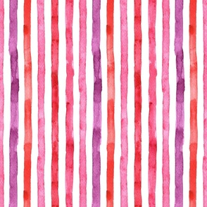 MEDIUM Watercolor Stripes in Shades of Pink and Red (Valentines Hugs and Kisses Collection)