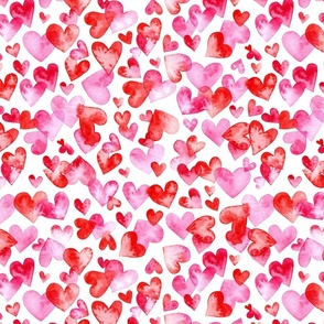 SMALL Overlapping Watercolor Pink and Red Hearts (Valentines Hugs and Kisses Collection)