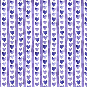 Purple Watercolor Stripes with Purple Hearts (Valentines Hugs and Kisses Collection)