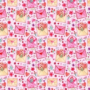 SMALL Love Letters on Pink (Valentines Hugs and Kisses Collection)