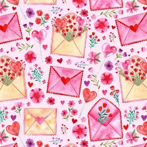 MEDIUM Love Letters on Pink (Valentines Hugs and Kisses Collection)