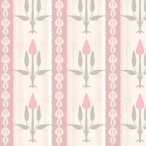 Regency Tulip Stripes in Pink and Linen