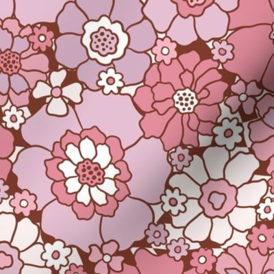 Groovy Valentine Floral Muted Rotated- Large Scale