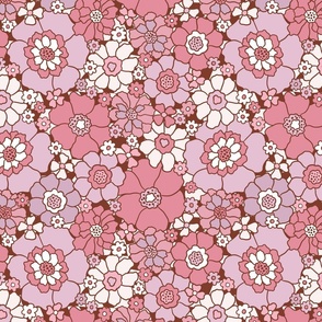 Groovy Valentine Floral Muted Rotated- Large Scale