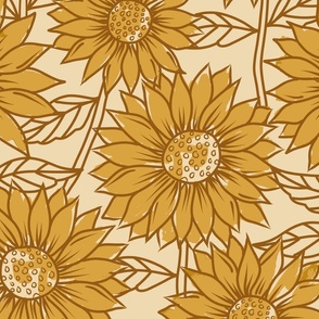 Golden Sunflowers - Cream - Large