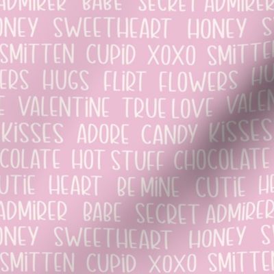 Valentine Words Cream on Mauve - Small Scale
