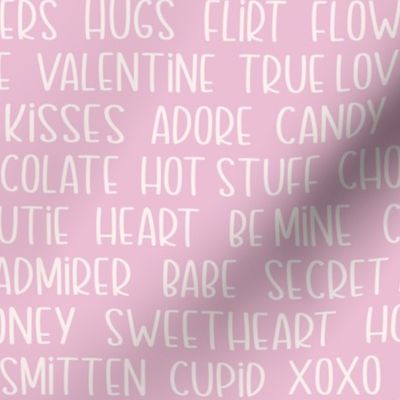 Valentine Words Cream on Mauve - Medium Scale