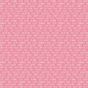 Valentine Words Cream on Pink - XS Scale