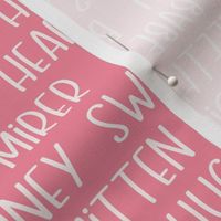 Valentine Words Cream on Pink - Medium Scale