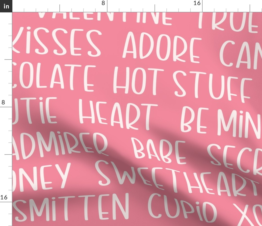 Valentine Words Cream on Pink - XL Scale
