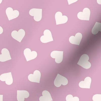 Cream Hearts Mauve BG- Medium Scale