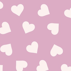 Cream Hearts Mauve BG- XL Scale