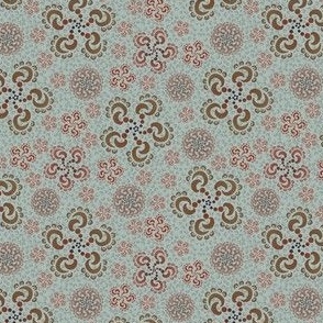 Rusty Sky Palette - Rust Crescent Flowers - On Pale Winter Sky