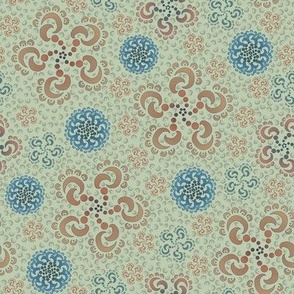 Rusty Sky Palette - Crescent Flowers - On Pale Slate