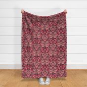 Pomegranates and Cardinals- Fruit and Birds- Viva Magenta- Burgundy Wine Background- Festive Holidays Red and Gold- Luxurious Christmas- Medium