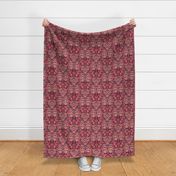 Pomegranates and Cardinals- Fruit and Birds- Viva Magenta- Burgundy Wine Background- Festive Holidays Red and Gold- Luxurious Christmas- Small