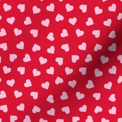 Pink Hearts Valentine Red Background - XS Scale