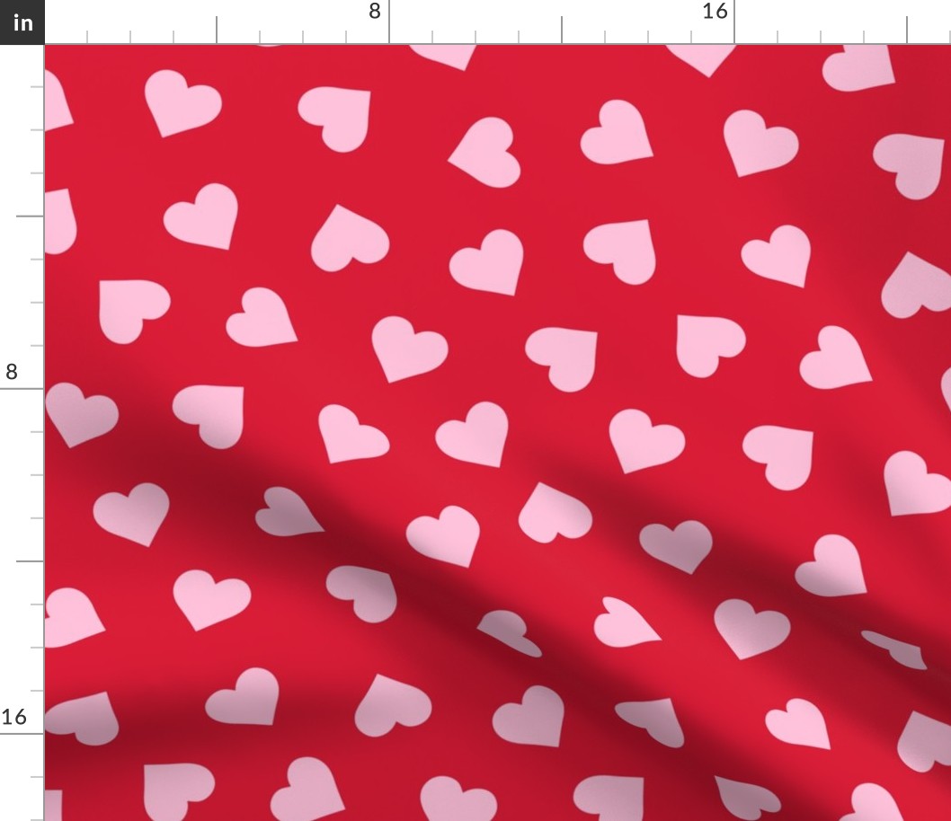 Pink Hearts Valentine Red Background - Large Scale