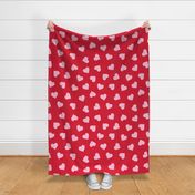 Pink Hearts Valentine Red Background - XL Scale