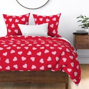 Pink Hearts Valentine Red Background - XL Scale