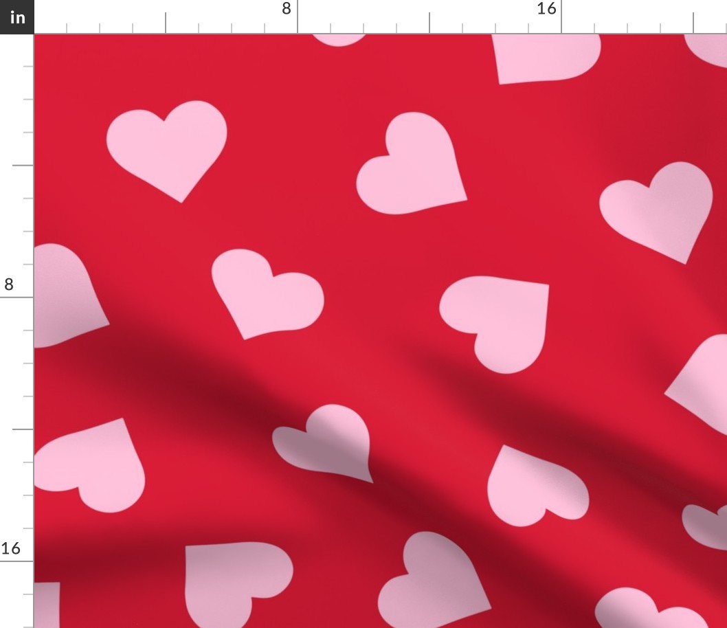 Pink Hearts Valentine Red Background - XL Scale