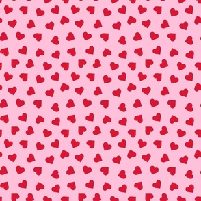 Red Hearts Valentine Pink Background - Small Scale