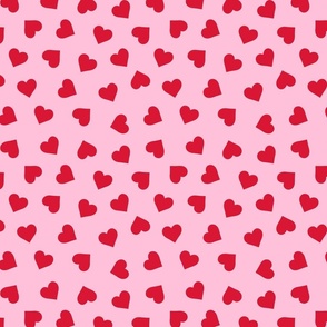 Red Hearts Valentine Pink Background - Medium Scale