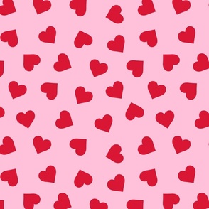 Red Hearts Valentine Pink Background - Large Scale