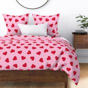 Red Hearts Valentine Pink Background - XL Scale