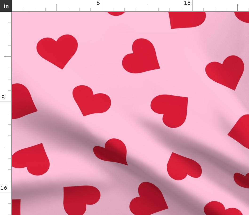 Red Hearts Valentine Pink Background - XL Scale