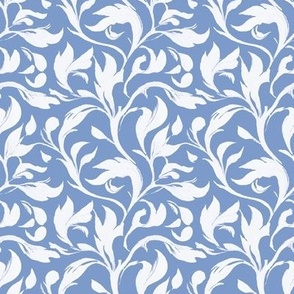 Abstract Swirling Foliage in Wedgewood Blue