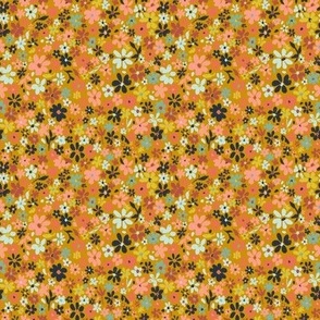 Delicate Ditsy Floral on Mustard