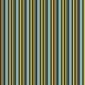 Spring Garden Vertical Stripe, Tel, Mustard, Navy