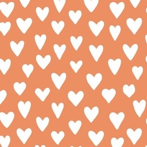 Hearts|| Hand drawn White Hearts on Peach by Sarah Price 